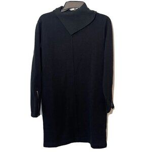 Athleta Womens Cozy Karma Vela Shift Sweater Dress Black XS Mock Neck Zip Pocket